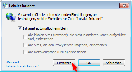 Windows-Fenster "Lokales Internet"